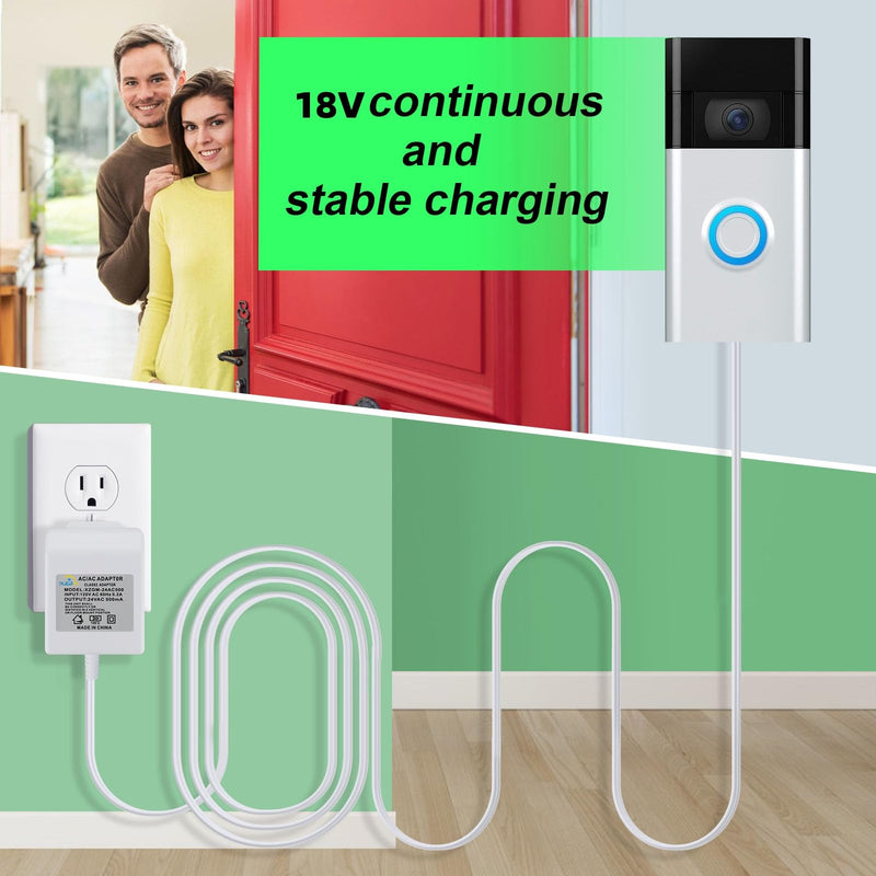 [Australia - AusPower] - Doorbell Transformer 18V500MA Power Supply for Ring Video Doorbell,33FT Extension Cord Compatible with Ring,Google Nest,WYZE, Eufy,Blink Video Doorbells(with Mounting Tool) 