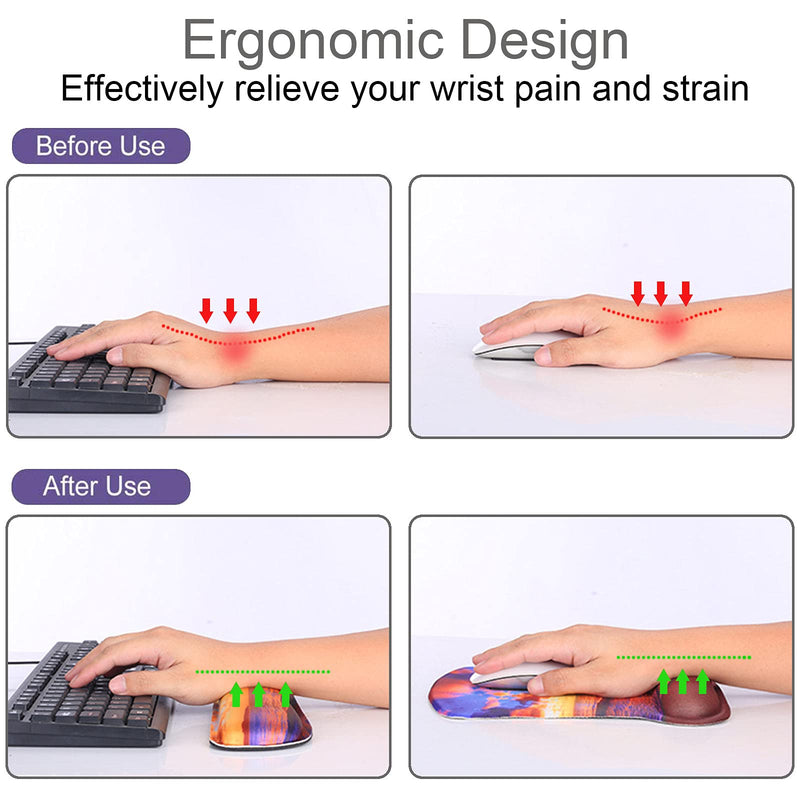 [Australia - AusPower] - Mouse Pad and Keyboard Wrist Rest Support, with Non-Slip PU Base,Gel Mouse Pad with Coaster,Pain Relief for Gaming, Computer,Office -Sunset Beach B-Sunset Beach 
