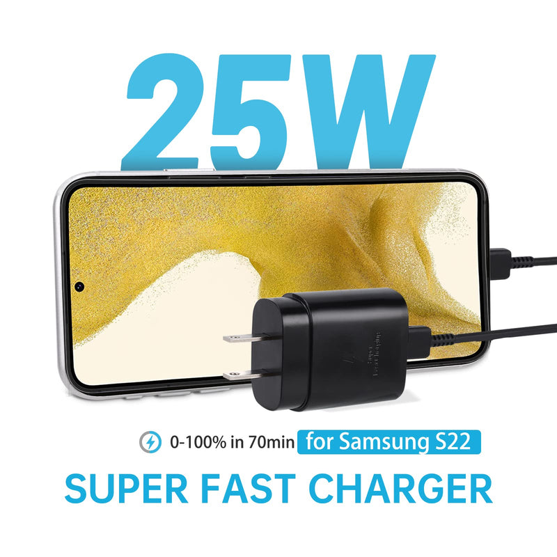 [Australia - AusPower] - USB C Wall Charger, 25W Super Fast Type C Charger for Samsung Galaxy S22/S22 Ultra/S22+/ S21/S21Ultra/S21+/ S20/Note20 Ultra/Note 10/Note10+, Android Phone Charger with 5FT Fast Charging Cable 