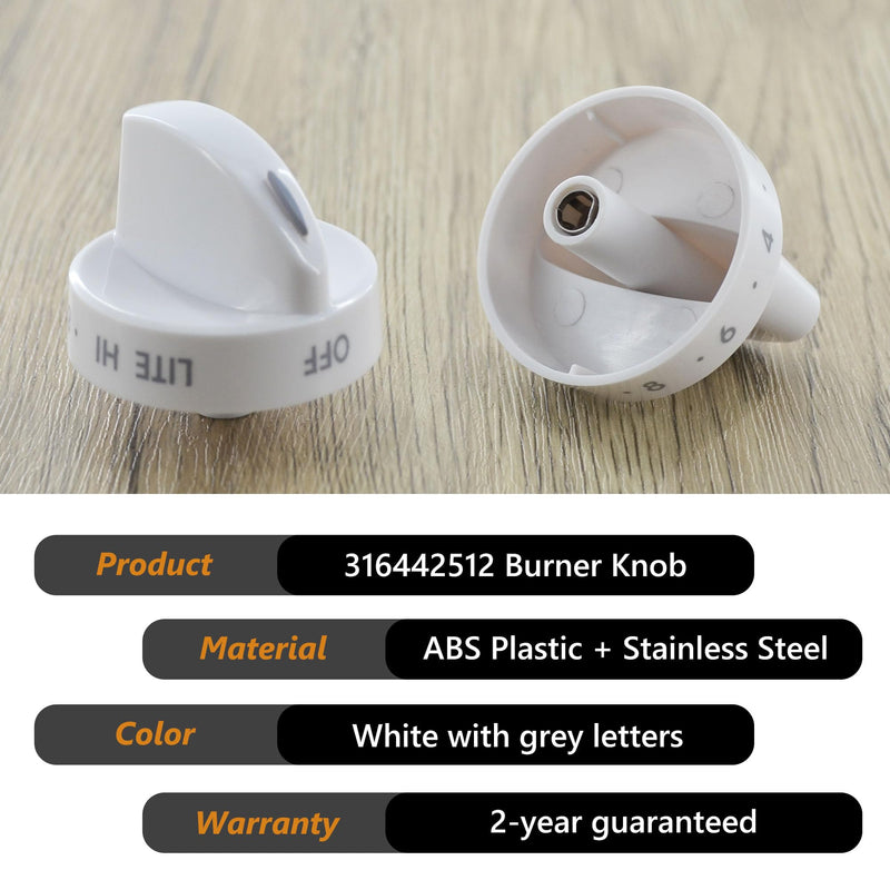[Australia - AusPower] - GYOFFULL 316442512 Stove Knob Black Gas Oven Range Control Assembly Compatible with Frigidaire, Kenmore, Sears Burner (4PACK) 4 Pieces White 