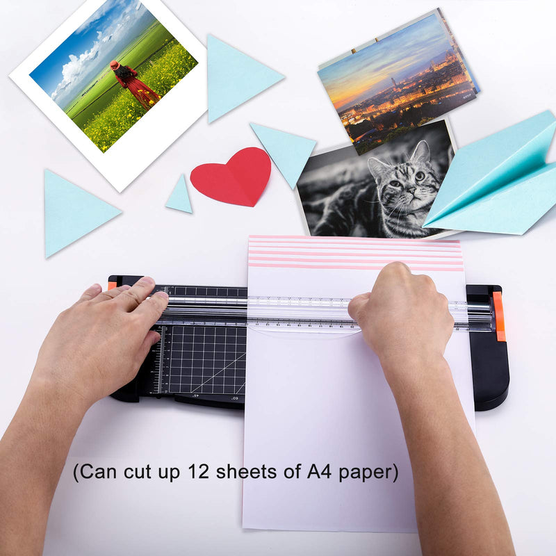 [Australia - AusPower] - ArtAt A4 Paper Cutter Guillotine:12 Inch Straight Cutting Paper Trimmer Scrapbooking Tool with Automatic Security Blades for Cut Craft Paper Card Coupon Vinyl Label and Photo Side Ruler Guillotine 
