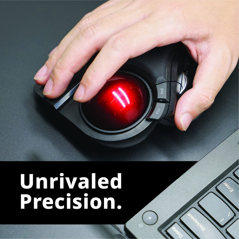 [Australia - AusPower] - ELECOM HUGE Trackball Mouse, 2.4GHz Wireless, Finger Control, 8-Button Function, Precision Optical Gaming Sensor, Palm Rest Attached, Smooth Red Ball, Windows11, macOS (M-HT1DRBK) Wireless Trackball Mouse 