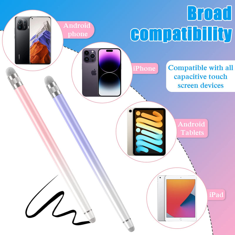 [Australia - AusPower] - 2PCS Stylus Pens for Touch Screens, Stylus Pen for iPhone/iPad/Tablet Android/Microsoft Surface, Compatible with All Touch Screens(White Pink/White Purple) A-White Pink / White Purple 