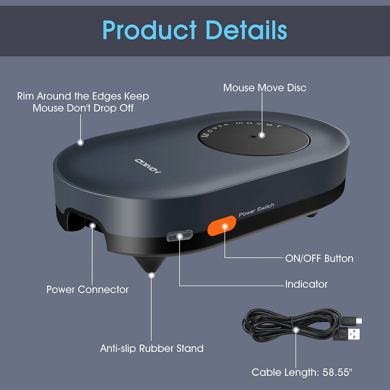 [Australia - AusPower] - HONKID Undetectable Mouse Mover Jiggler with ON/Off Switch and USB Port Drive-Free,Simulate Physical Automatically Mouse Movement,Prevent Computer Laptop Inactive/Lockdown 