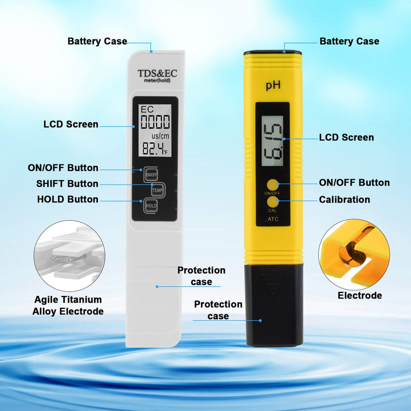 [Australia - AusPower] - PH Meter and TDS Meter Tester Combo,Aideepen 0.01PH Pen & 0-9990 ppm High Accuracy 3-in-1 TDS EC Temperature Meter for Aquarium,Home Drinking Water and Pool 