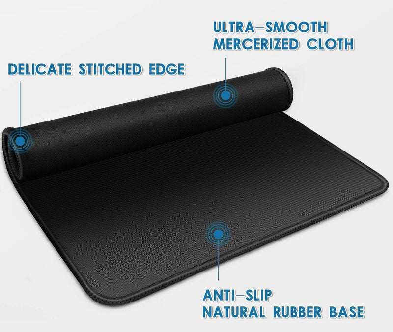 [Australia - AusPower] - 3 Mouse Pad Stitched Edges Premium-Textured Large Mouse Pads Mat Natural Non-Slip Rubber Base Mousepad for Laptop, Computer & PC, 11 x 8.7 inches, Black 3 pcs 