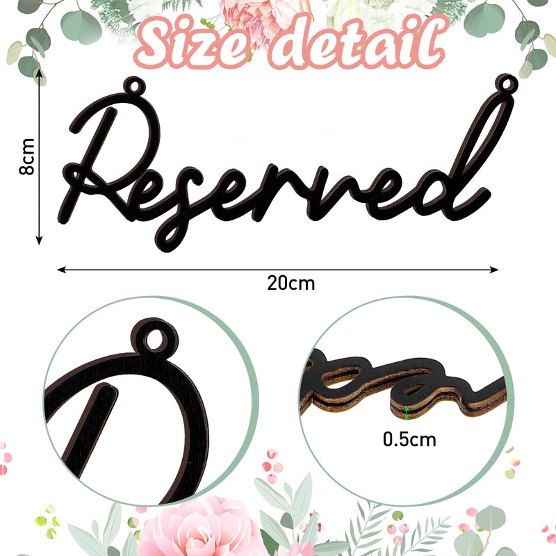 [Australia - AusPower] - 12 Pcs Reserved Signs for Wedding Chairs Hanging Wooden Reserved Sign Rustic Wedding Reserved Seating Sign with Rope Reserved Table Sign Wooden Tag Reserved Sign for Wedding Chair Restaurant (Black) Black 