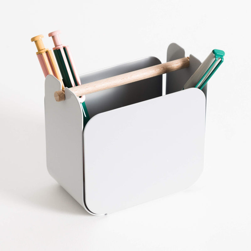 [Australia - AusPower] - U Brands Metal Pencil Cup, Desktop Accessory, Arc Collection, Grey 