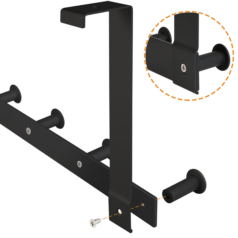 [Australia - AusPower] - Damita Over The Door Hooks Black Over The Door Towel Rack Hanger for Coat Hangers Sturdy Stainless Steel 6 Hooks for Hanging Coats Fit for 1-3/4" thickness door 