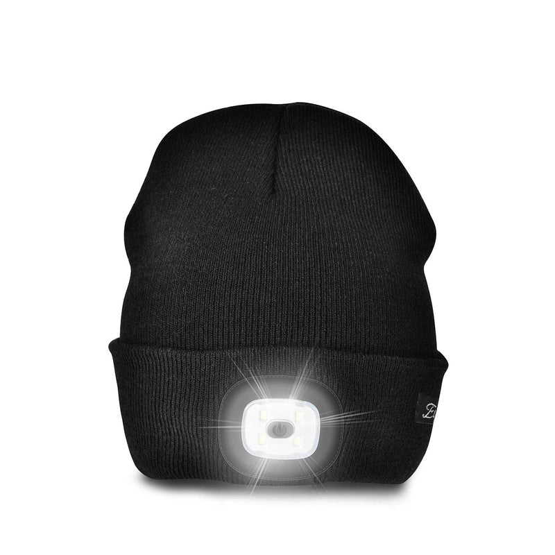 [Australia - AusPower] - Etsfmoa Unisex Beanie Hat with The Light Gifts for Men Dad Father USB Rechargeable Caps Black 