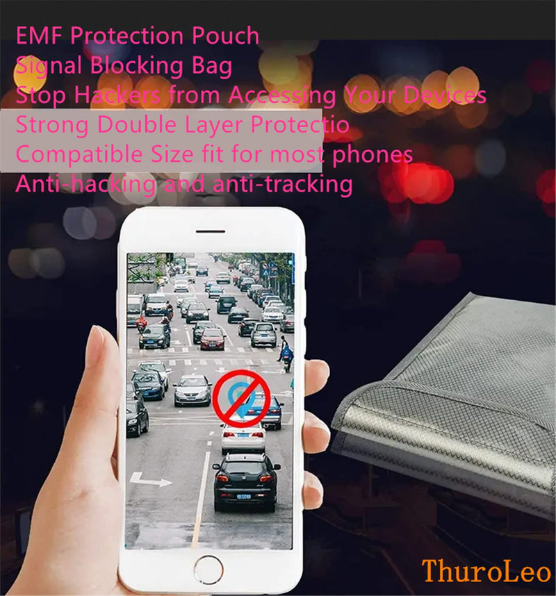 [Australia - AusPower] - ThuroLeo Faraday Bag Compatible with iPhone 14 15 Security Pouch Anti-Radiation Sleeve for Cell Phone Key RFID 5G EMF GPS Phone Sleeve 2 Layer Signal Blocking Pouch Maternity Wallet Case (Gary) Gary 