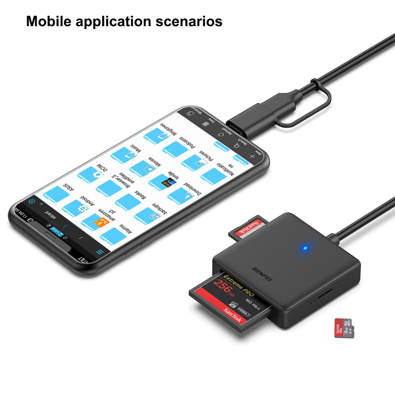 [Australia - AusPower] - Memory Card Reader, BENFEI 4in1 USB USB-C to SD Micro SD MS CF Card Reader Adapter 