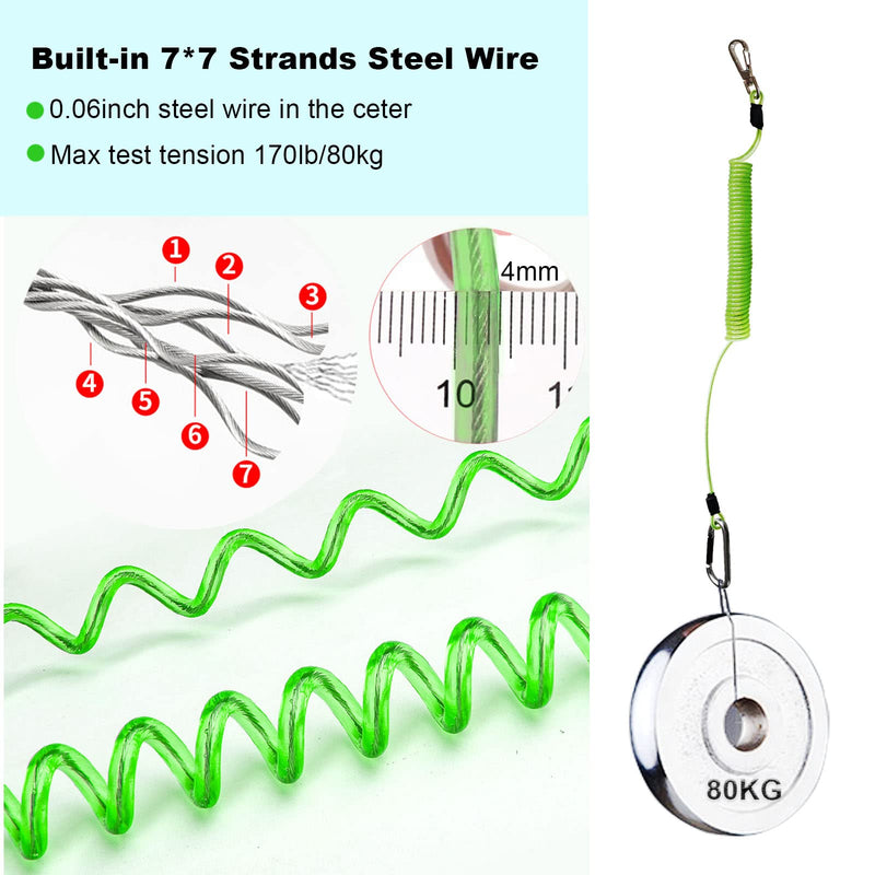 [Australia - AusPower] - OXDFNZU Fishing Lanyard, Heavy Duty Coiled Lanyards Stainless Steel Wire Inside, Safety Rope Extension Cord Tether, Retractable Fishing Accessories for Rods, Pliers, Boating, Paddles, Kayak 