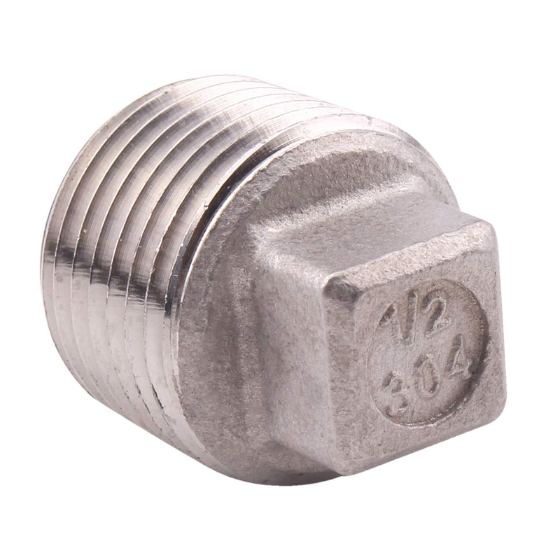 [Australia - AusPower] - DERPIPE Stainless Steel 304 Cast Pipe Fitting, Square Head Cored Plug, Class 150, 1/2'' NPT Male 1/2" (pack of 1) 