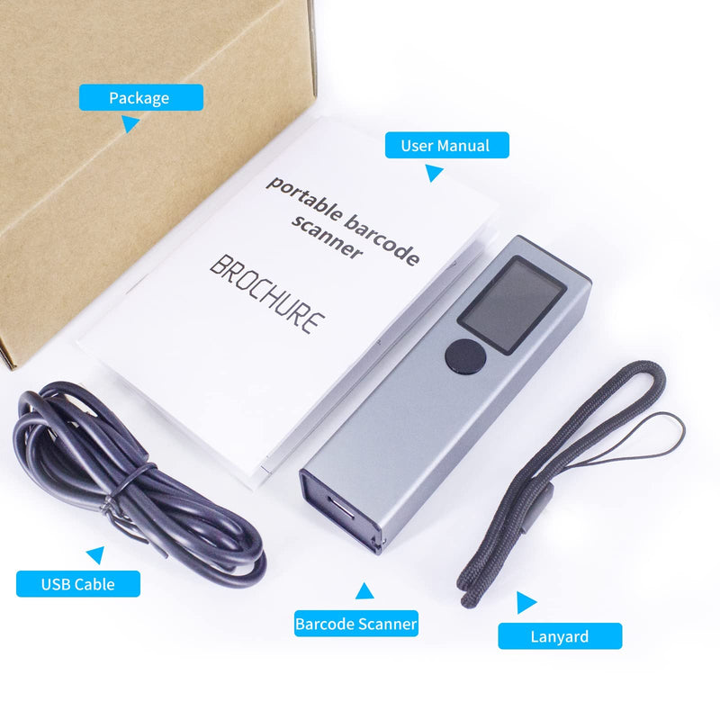 [Australia - AusPower] - Alacrity Portable 2D QR Barcode Scanner with LCD Screen, Mini 3-in-1 2.4G Wireless USB Wired Bluetooth Bar Code Reader for PC Laptop Tablet Smart Phone Windows Mac iOS Android, X9DB 