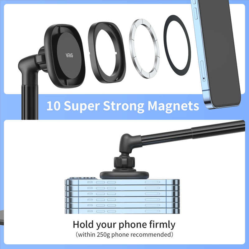[Australia - AusPower] - VRIG Magnetic Desk Phone Stand for Office/Home 360°Rotation Phone Holder with Magnetic Ring Height&Tilt Adjustable Cell Phone Stand for iPhone 14 13 12 11 and More/Android 