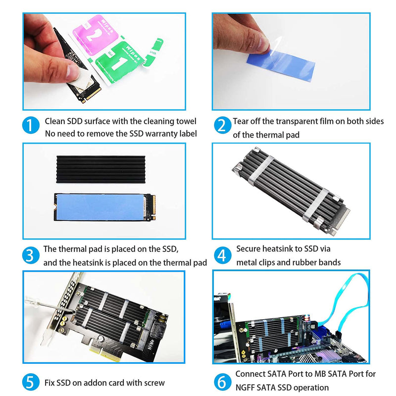 [Australia - AusPower] - GLOTRENDS Dual M.2 X4 PCIe Adapter for One M.2 PCIe SSD and One M.2 SATA SSD, Support OS Booting from M.2 PCIe SSD or M.2 SATA SSD, Including 2 x M.2 Heatsink and Thermal Pad and M.2 Screws (PA12-HS) 