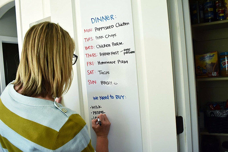 [Australia - AusPower] - Kassa Large Whiteboard Wall Sticker Roll - 17.3" x 96” (8 Feet) - 3 Dry Erase Board Markers Included - Adhesive White Board Wallpaper for Fridge, Office & Kids Room - Peel and Stick Paper Decal 