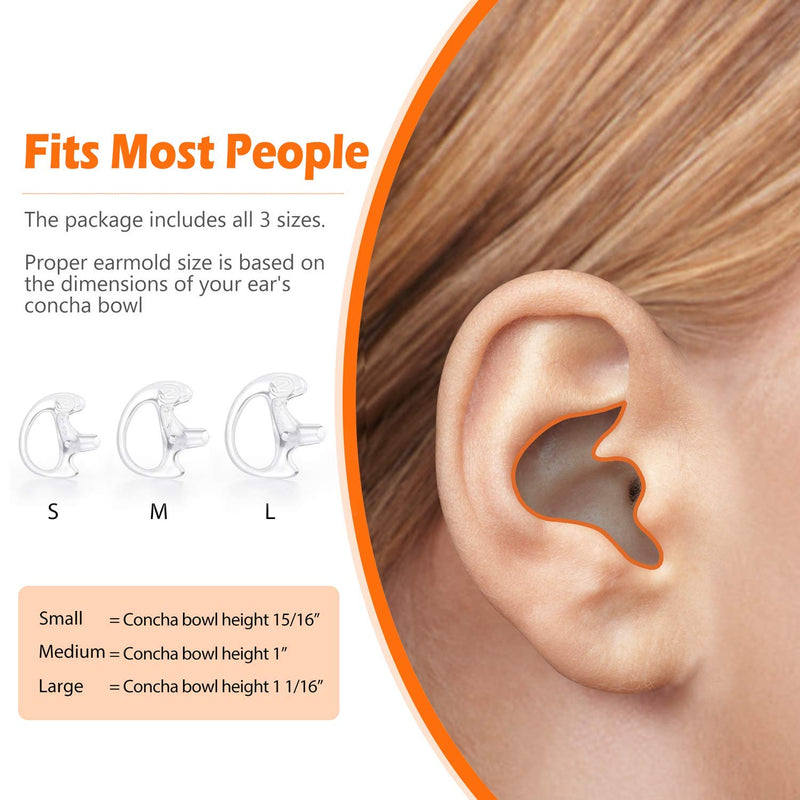 [Australia - AusPower] - Zeadio Earmould Earpiece Earbud Earplug for Two-Way Radio Coil Tube Audio Kits (Clear, Pair of 8) 