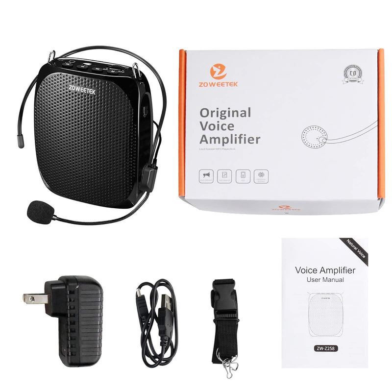 [Australia - AusPower] - ZOWEETEK Portable Rechargeable Mini Voice Amplifier with Wired Microphone Headset and Waistband, Supports MP3 Format Audio for Teachers, Singing, Coaches, Training, Presentation, Tour Guide 