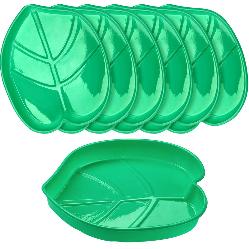 [Australia - AusPower] - Palm Leaf Snack Tray Hawaii Style Reusable Food Tray with Tropical Imitation Green Plant Leaves, Cookies Chips, Candy Dip, for Jungle Island Luau Party Theme Decorations Birthdays 12 Sets,8.3 x 7 Inch 