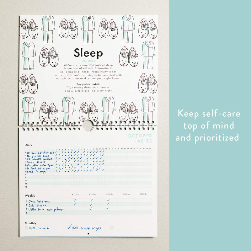[Australia - AusPower] - Free Period Press Habit Tracker Calendar & To Do List Planner, Spiral Bound Habit Tracker with Writable Goals, 12 Months Undated, 8"x10” 
