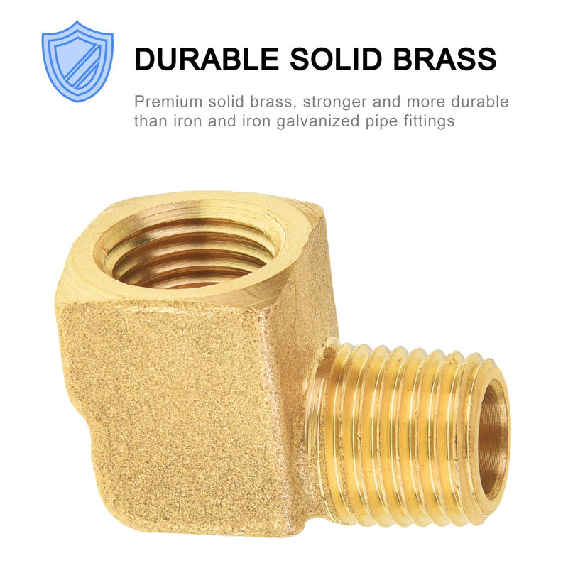 [Australia - AusPower] - SUNGATOR Brass Pipe Fitting, 90 Degree Barstock Street Elbow, Welding Fitting, 1/4" Male Pipe x 1/4" Female Pipe (4-Pack) 