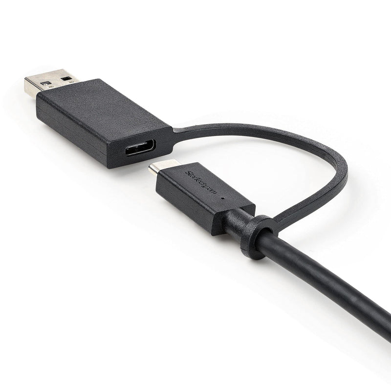 [Australia - AusPower] - StarTech.com 3ft (1m) USB-C Cable with USB-A Adapter Dongle - Hybrid 2-in-1 USB C Cable w/USB-A - USB-C to USB-C (10Gbps/100W PD), USB-A to USB-C (5Gbps) - Ideal for Hybrid Docking Station (USBCCADP) 