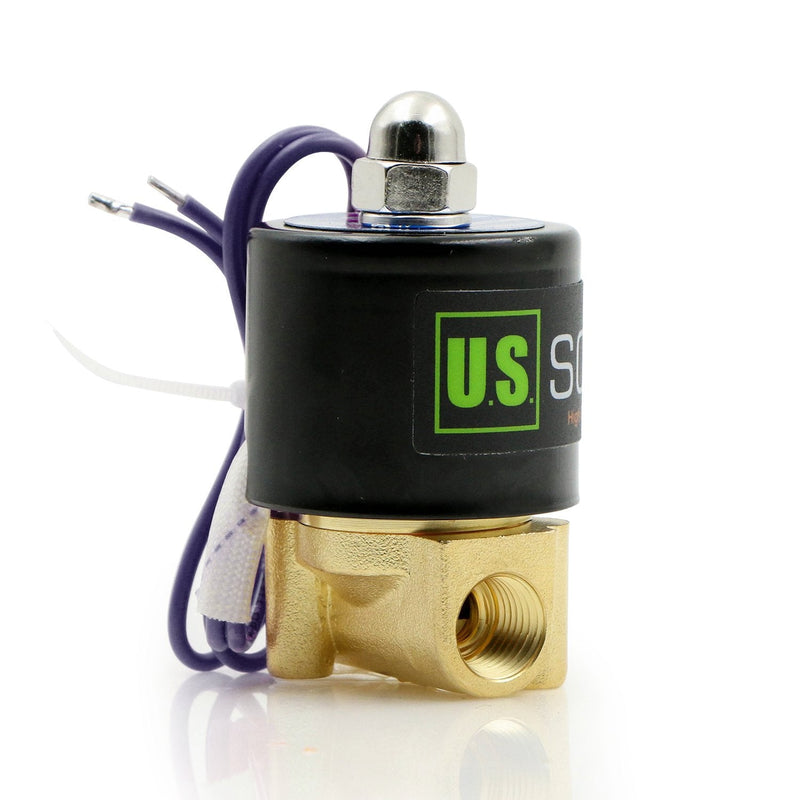 [Australia - AusPower] - 1/4" NPT Brass Electric Solenoid Valve 12VDC Normally Closed VITON (Standard USA Pipe Thread). Solid Brass, Direct Acting, Viton Gasket Solenoid Valve by U.S. Solid. 