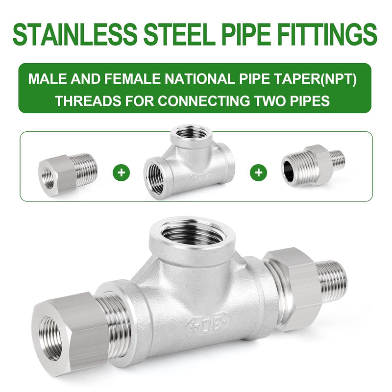 [Australia - AusPower] - TAISHER 2PCS Stainless Steel Tee Pipe Fittings, 3/4" x 3/4" x 3/4" NPT Female Pipe Fittings 3/4 Inch NPT 