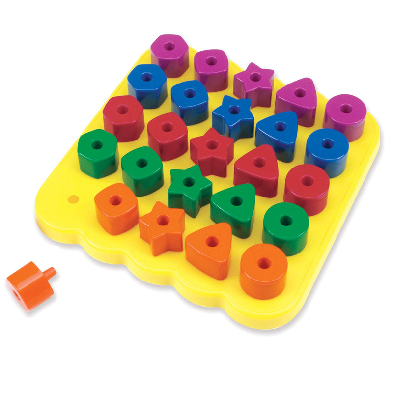 [Australia - AusPower] - Learning Resources Stacking Shapes Pegboard, Toddler Pegboard, Stacking Pegboard Set, Fine Motor Toy, 27 Piece Set, Ages 2+ 