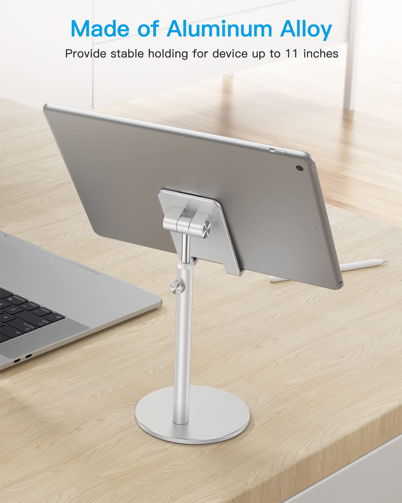 [Australia - AusPower] - Cell Phone Stand, OMOTON Angle Height Adjustable Phone Stand, Aluminum Desktop Phone Holder Dock Stand for Desk, Compatible with iPhone 13/Mini/Pro/Max, All Smartphones and Tablets(4-11''), Sliver 