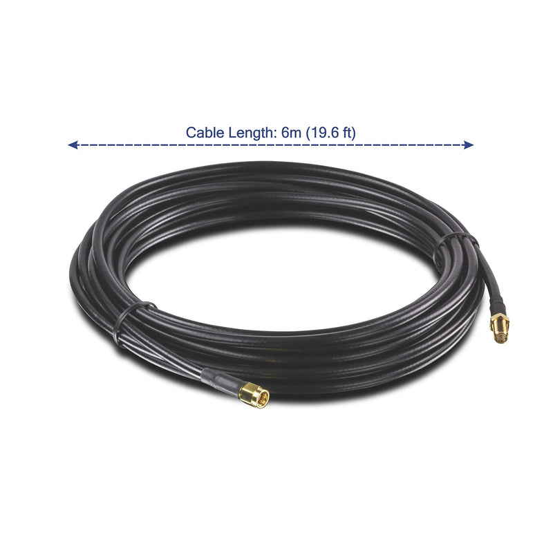 [Australia - AusPower] - TRENDnet Low Loss RP-SMA Male to RP-SMA Female Antenna Cable, 6 m (19.6 ft.), 3.0 dB Max Signal Loss, TEW-L106 black 19.6 ft 