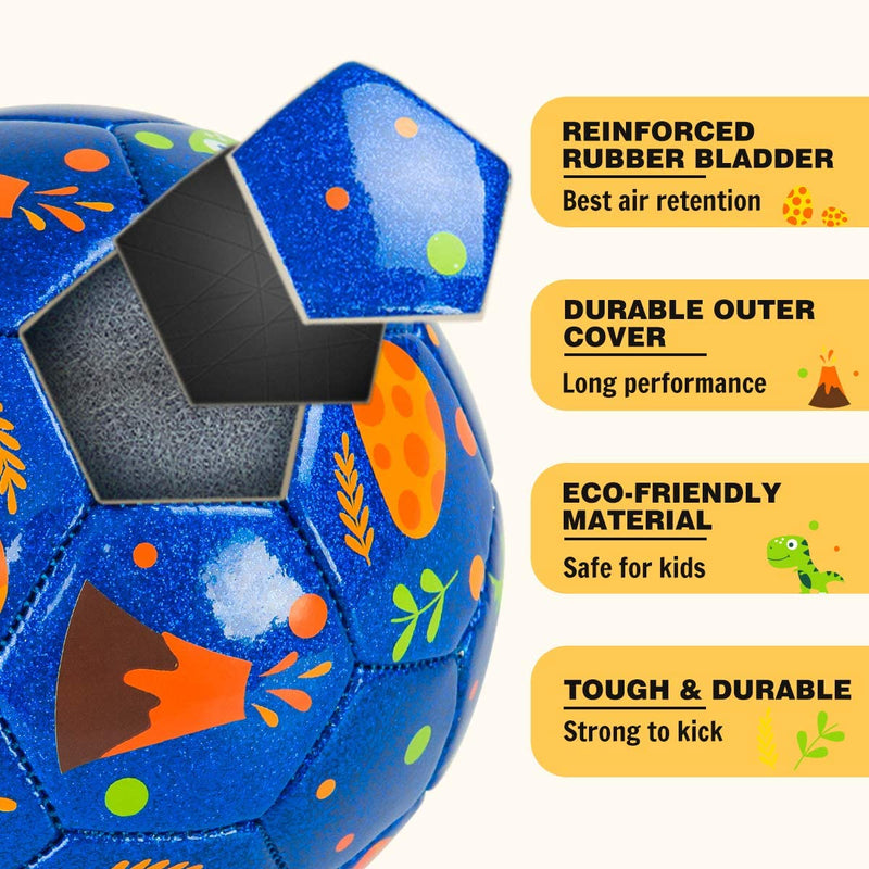 [Australia - AusPower] - Soccer Ball Size2 Size 3 Toddler Soccer Ball Cartoon Ball Baby Soccer Ball for Kids Years 3 4 5 6 7 8 9 10 Indoor Outdoor Blue Dinosaur 