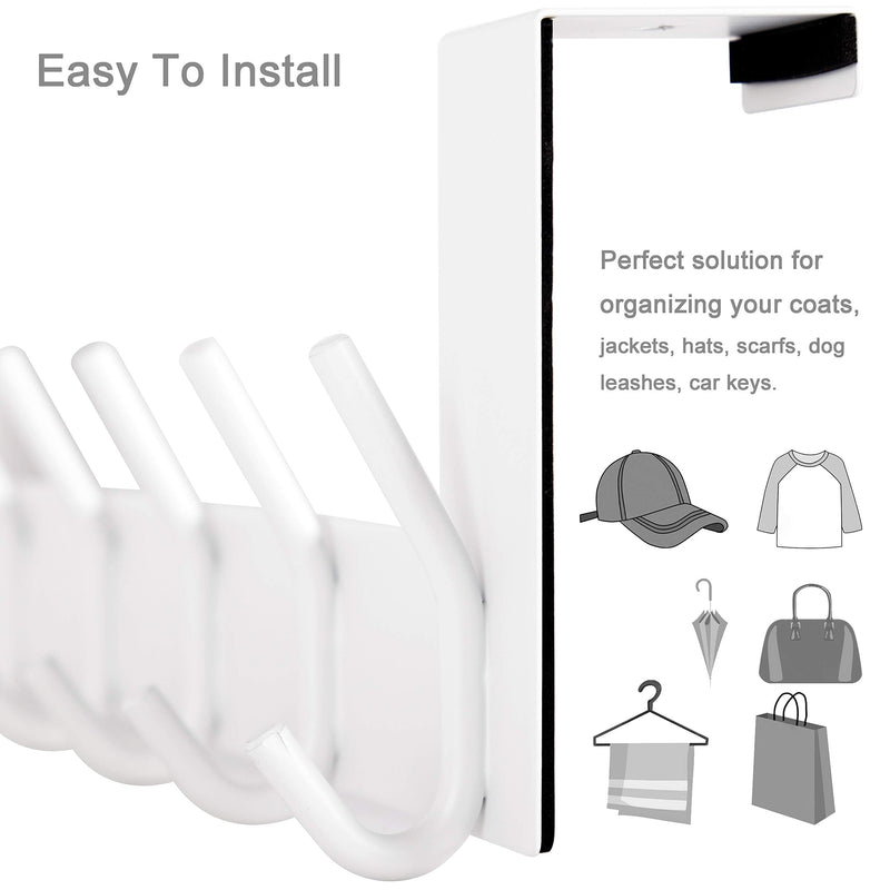 [Australia - AusPower] - WEBI Over The Door Hook:Over The Door Towel Rack,Door Coat Hanger Towel Hanger Over Door Coat Rack 6 Hooks for Hanging Clothes,Hats,Bathroom,White White 1 Pack 