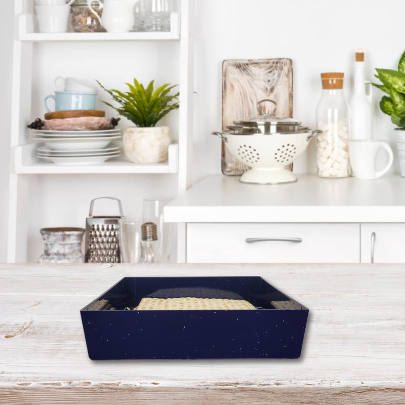 [Australia - AusPower] - Rite Lite Square Navy Matzah Tray with Silver Glitter - Matzah Tray, Blue Matzah Tray, Passover Navy Matzah Tray, Matzah Holder, Passover Gifts, 