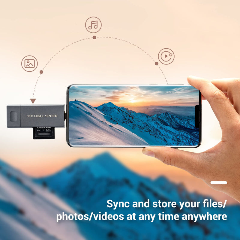 [Australia - AusPower] - JJC UHS-II SD Micro SD Card Reader, 3-in-1 USB 3.1 USB-C Type-C 3.1 Micro USB 2.0 Connection Port, High Transfer Speed up to 312MB/s, Compatible with Computer, Laptop, OTG Enable Phone and Tablet USB 3.1 UHS-II Black 