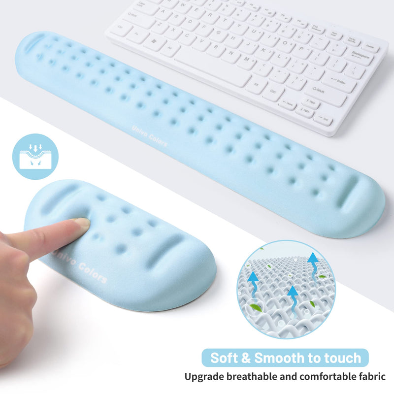 [Australia - AusPower] - Univo Colors Light Blue Keyboard Wrist Support and Mouse Wrist Rest Set, Made of Memory Foam Soft Gel, Ergonomic Pad for Computer, Laptop, Mouse, Office, Gaming 43cm*7cm*2cm&13cm*7cm*2cm 