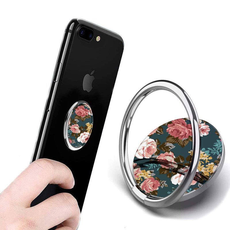 [Australia - AusPower] - Cell Phone Ring Holder Finger Stand Blossom Floral Flowers for Girls Women, 360° Rotation Metal Ring Grip for Magnetic Car Mount, Compatible with All Smartphone 