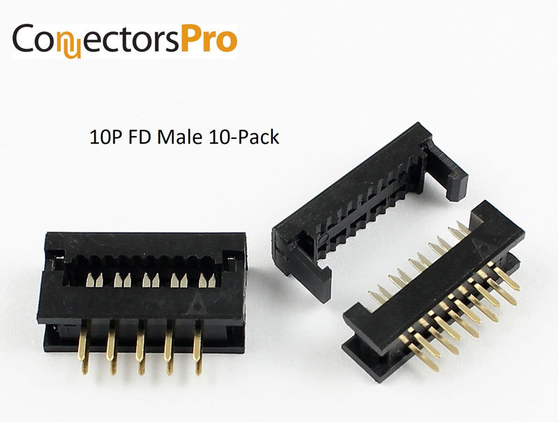 [Australia - AusPower] - Connectors Pro 25-Pack IDC 2X5 10 Pins 2.54mm Pitch Male Transition Plugs Dual Rows for 1.27mm Pitch Flat Ribbon Cable, 25-PK FD 10P 