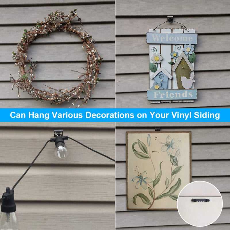 [Australia - AusPower] - BOF Creations NO-Hole Vinyl siding Hooks for Hanging Christmas Decorations, Wreath, Christmas Lights Christmas Ornaments, Heavy Items, Stainless Steel, Easy Install Solution (10 Pack) 