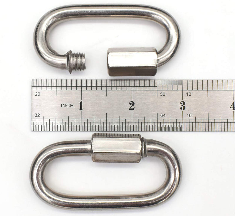 [Australia - AusPower] - 6 Pack 5/16" Threaded Quick Link,Alele Stainless Steel Oval Locking Carabiner Clip,M8 Diameter Rope Connector for Trailer,Hammocks, Cable,Swing,Camping M8 Quick Link 6Pack 