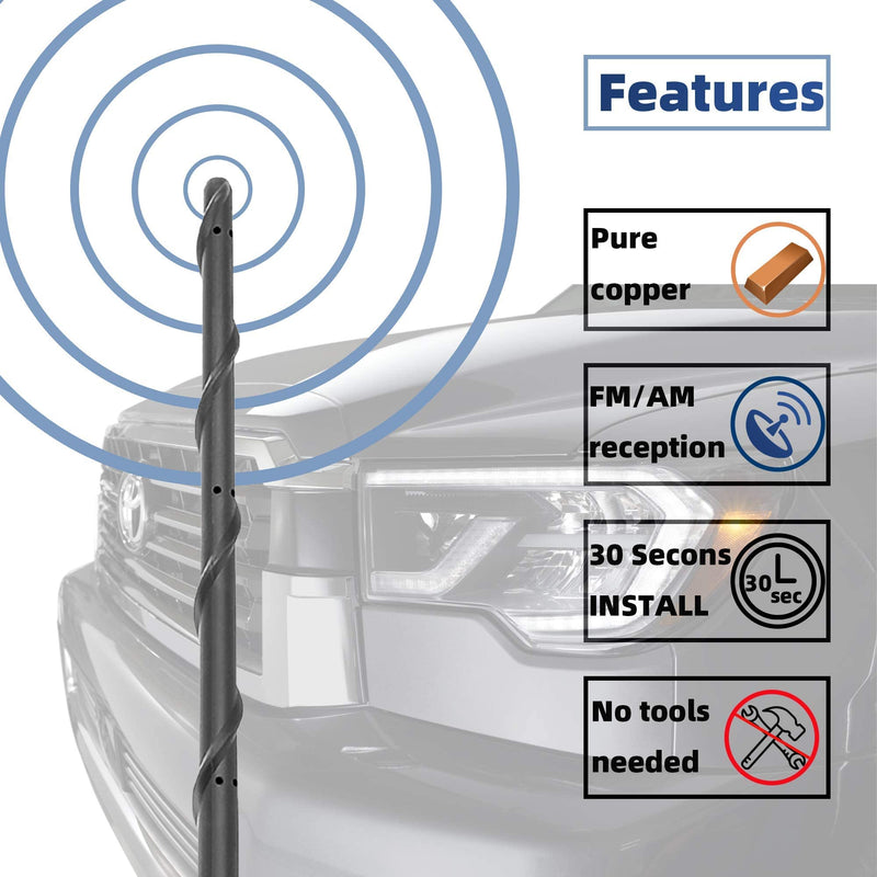 [Australia - AusPower] - Short Antenna for Toyota Tundra 2000-2021 Toyota Tacoma 1995-2015, 13 Inch Stubby Antenna, Spiral Design Flexible Rubber Car Radio Antenna, Accessories Toyota Tundra Tacoma Toyota Tundra Tacoma Antenna 