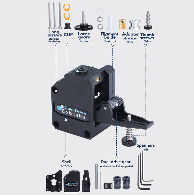 [Australia - AusPower] - Bowden Extruder V2.1 RNC Nano Coated Gear DDB Universal Geared Extruder for 3D Printer 