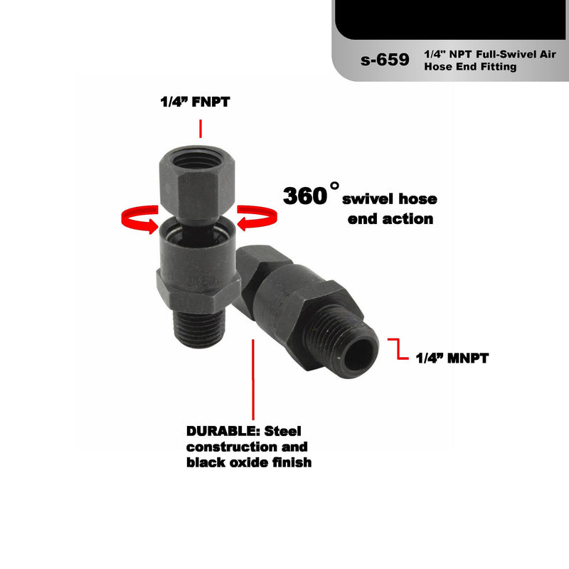 [Australia - AusPower] - Milton S-659 1/4" NPT Swivel Hose Fitting Single 