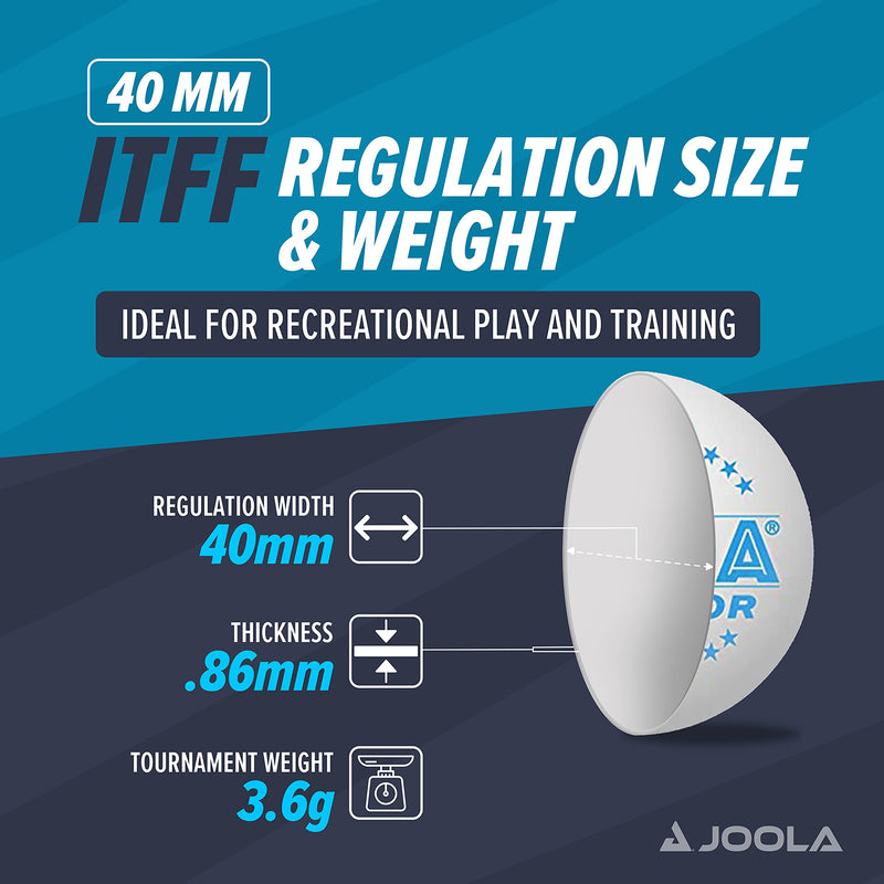 [Australia - AusPower] - JOOLA Outdoor Table Tennis Balls - 6 Pack of 40mm Regulation Size Ping Pong Balls for Training and Recreational Play - Fun as a Cat Toy - Indoor and Outdoor Compatible- White 