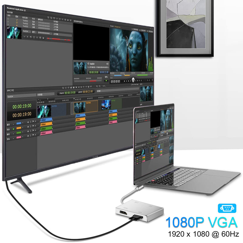 [Australia - AusPower] - USB C to HDMI DVI VGA Adapter, Weton 4 in 1 USB-C hub to 4K HDMI, VGA, DVI Video Adapter, Male to Female Multi-Display Video Converter Monitors Connector for Mac Pro, MacBook Air, iPad Pro, XPS, etc 