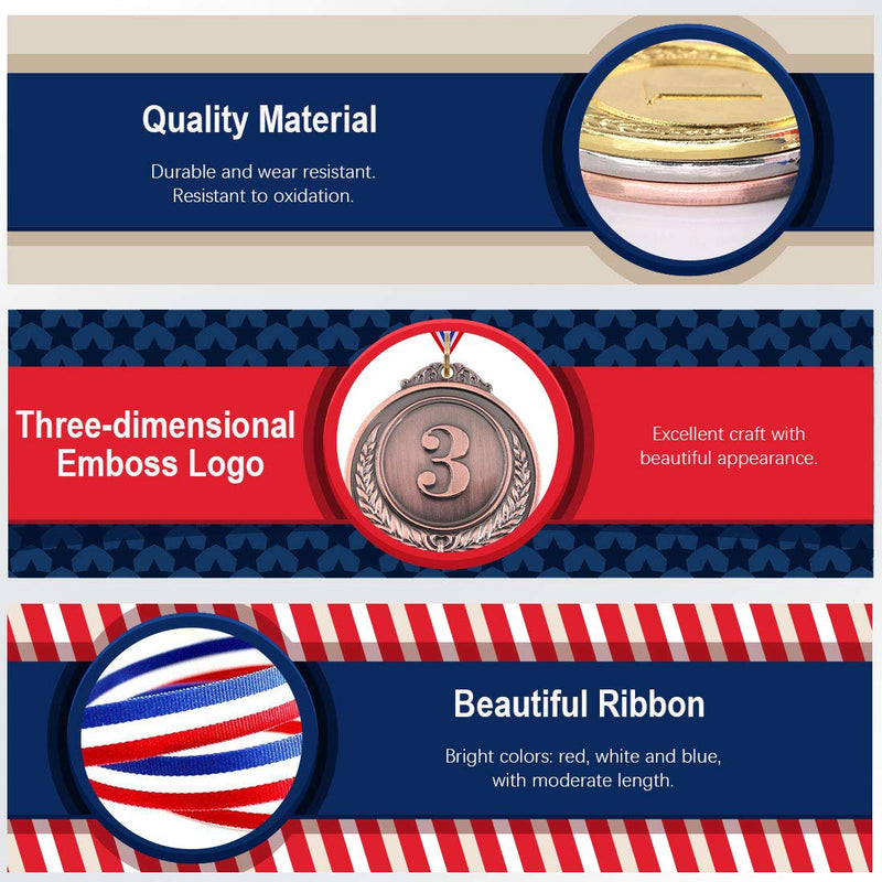 [Australia - AusPower] - Hilitchi Gold Silver Bronze Award Medals with Ribbon Winner Awards Olympic Style for Kids School Sports Meeting Sports Events or Celebration Souvenir 