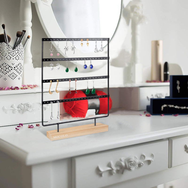 [Australia - AusPower] - Earring Holder Stand, Earring Organizer Display Holder Stand for Hanging Earrings(88 Holes & 4 Layers) Black 