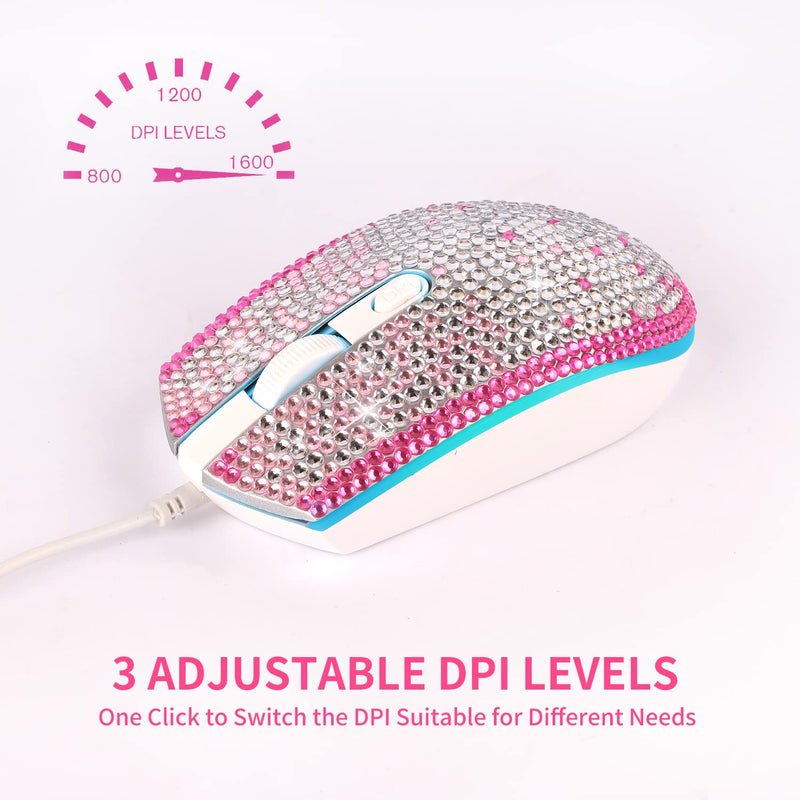 [Australia - AusPower] - Gaming Mouse,7 Colors Backlit Optical Game Mice Ergonomic USB Wired with 1600 DPI and 6 Buttons 4 Shooting for Computer/Win/Mac/Linux/Andriod/iOS. (White&Pink) White&Pink 